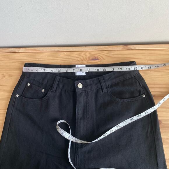 Princess Polly Wide Leg High Rise 100% Cotton Black Jean Distressed 8 - Picture 8 of 11